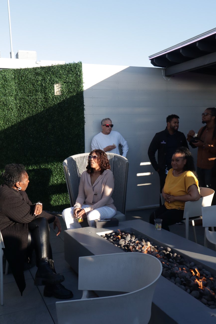 Guests networking on Patrick's Rooftop